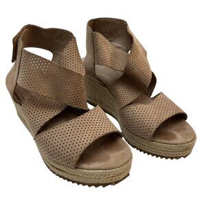 Eileen Fisher Shoes Womens Size 6 Wedge Sandals Espadrille Perforated Leather